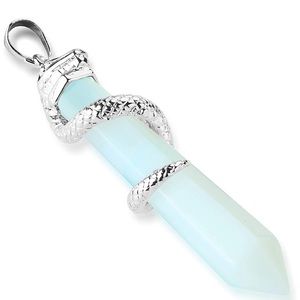 Boho crystal blue gemstone necklace